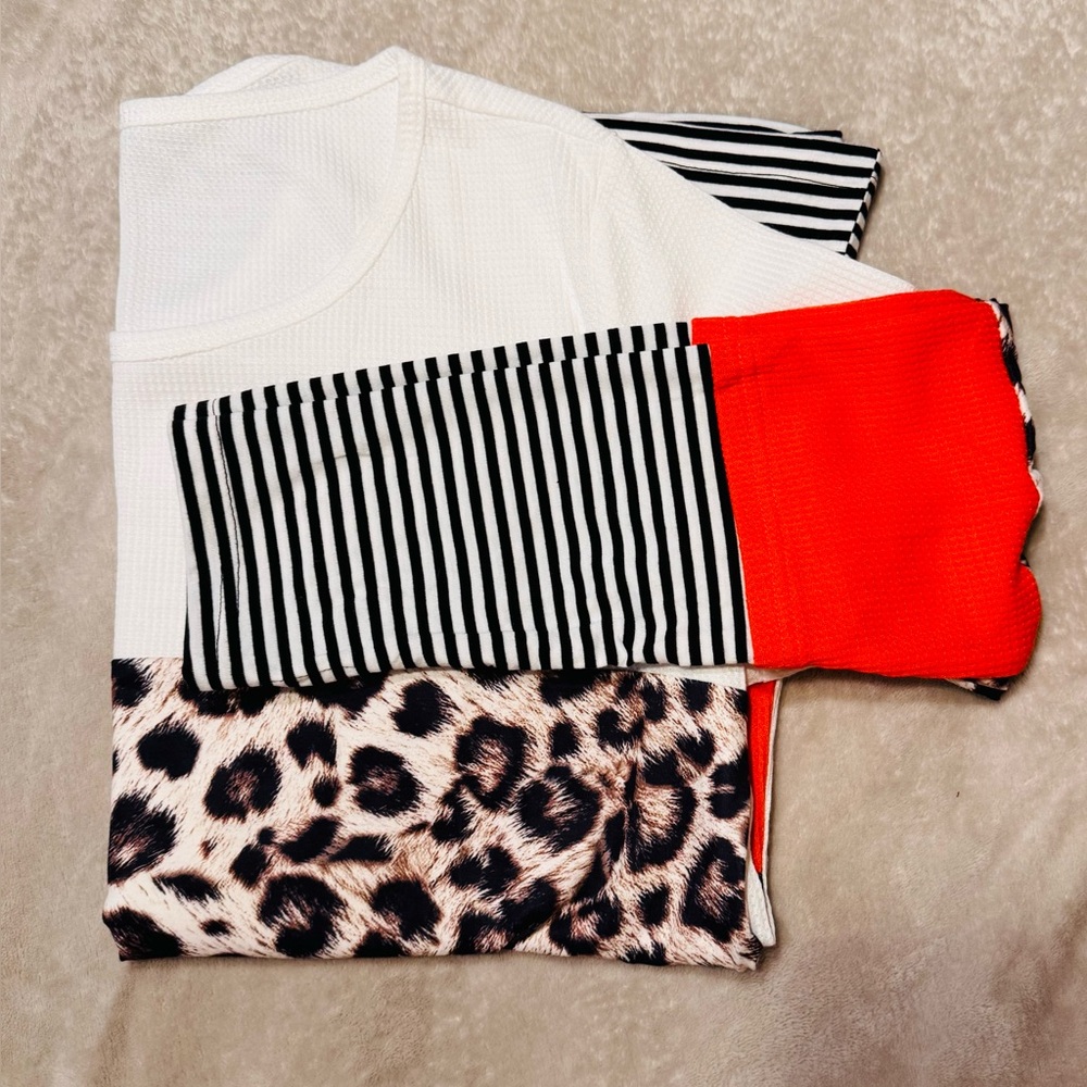 Women's Colorblock Leopard Print Top - Picture 4 of 6